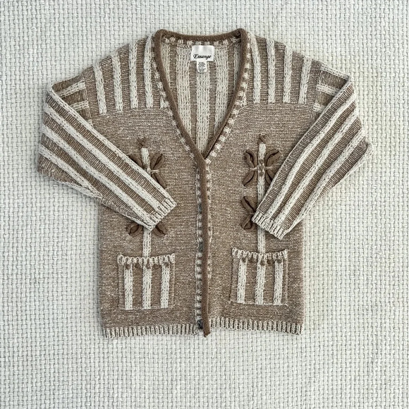 VINTAGE Oversized Earth Toned Knit Cardigan - Picture 2 of 4